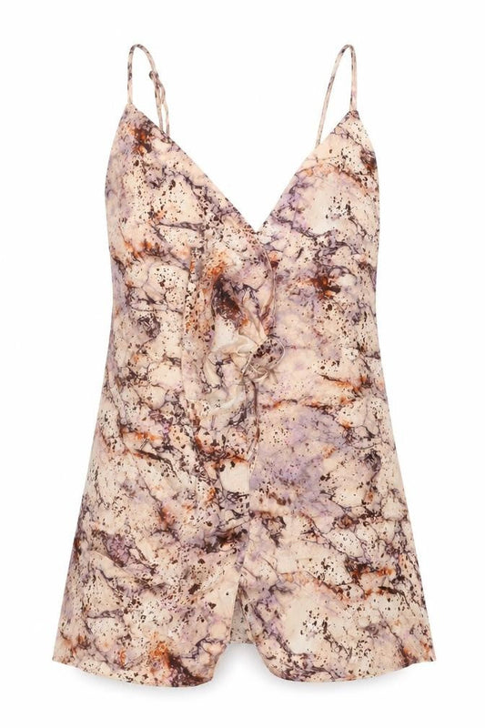 Zara Womens Beige Geometric Polyester Mini Size XS V-Neck Tie