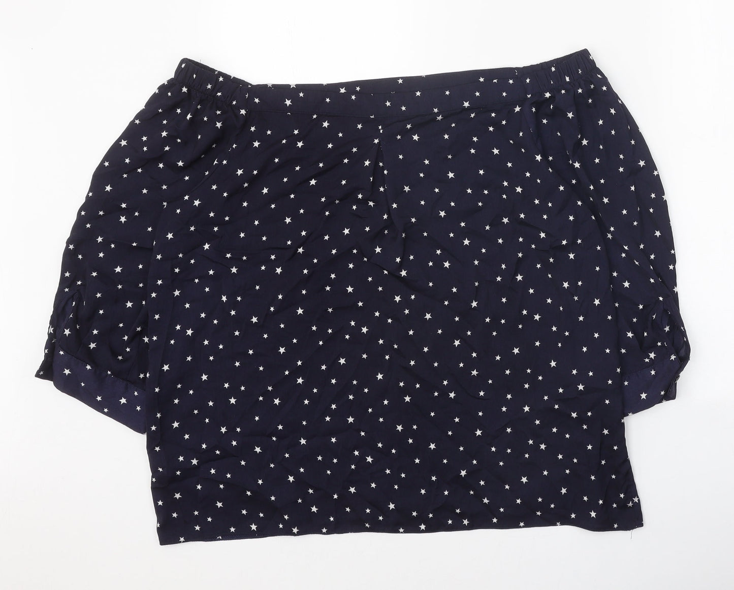 Dorothy Perkins Womens Blue Geometric Polyester Cropped Blouse Size 16 Off the Shoulder - Star Print