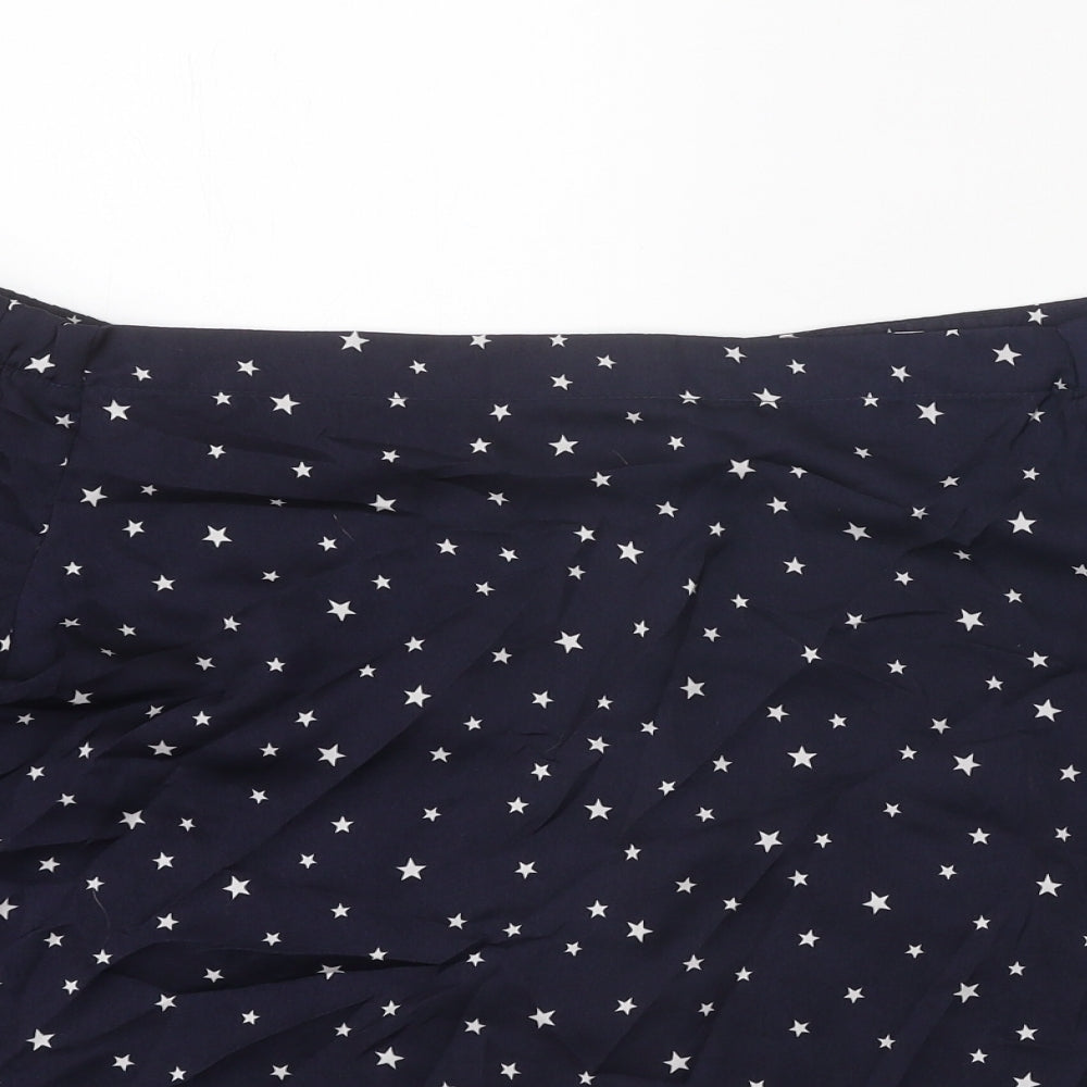 Dorothy Perkins Womens Blue Geometric Polyester Cropped Blouse Size 16 Off the Shoulder - Star Print