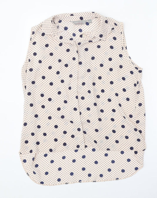 Dorothy Perkins Womens Beige Geometric Polyester Basic Blouse Size 8 V-Neck