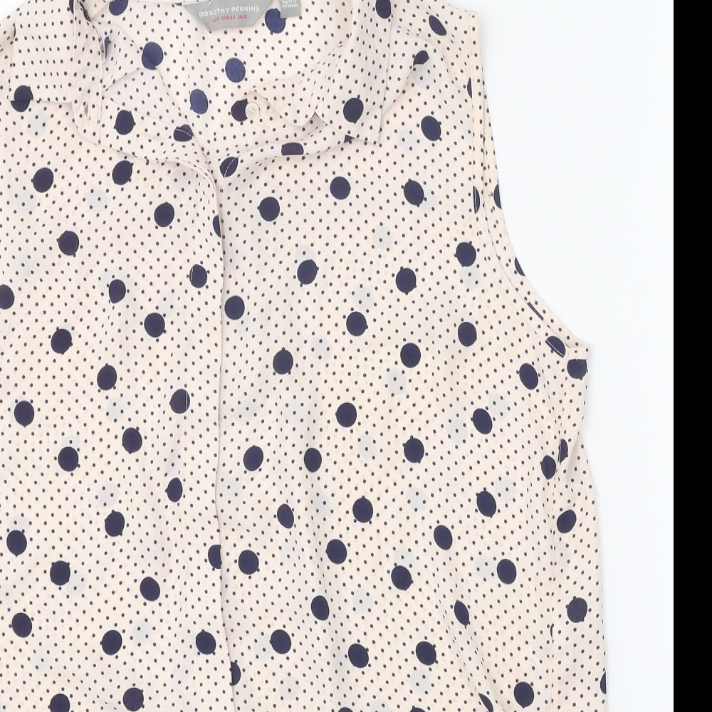 Dorothy Perkins Womens Beige Geometric Polyester Basic Blouse Size 8 V-Neck