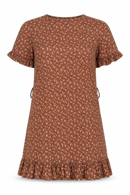 PRETTYLITTLETHING Womens Brown Geometric Polyester A-Line Size 10 Round Neck Pullover