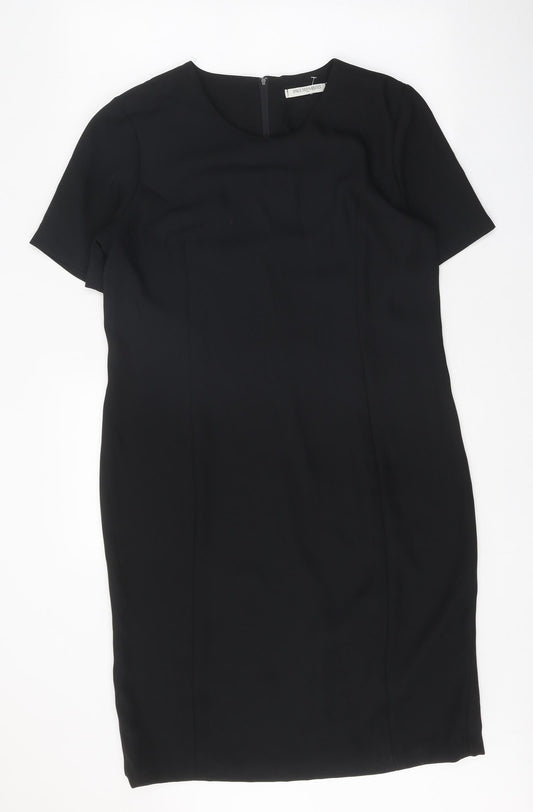 Paul Separates Womens Black Polyester Shift Size 14 Round Neck Zip