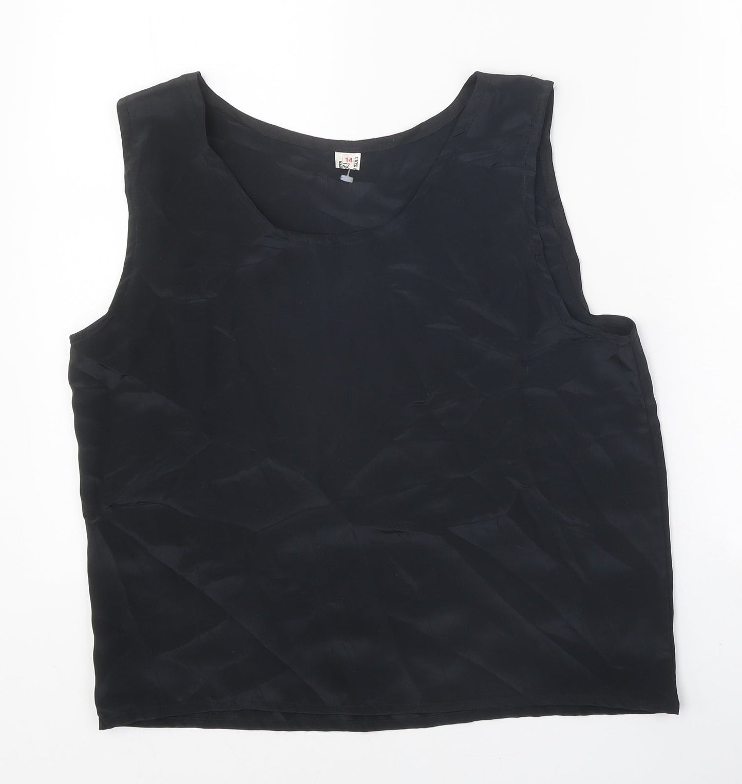 Preworn Womens Black Polyester Basic Tank Size 14 Round Neck