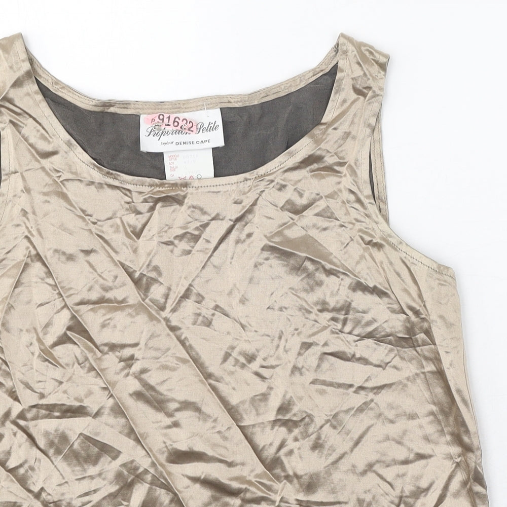 Proportion Petite Womens Gold Acetate Basic Tank Size 6 Round Neck