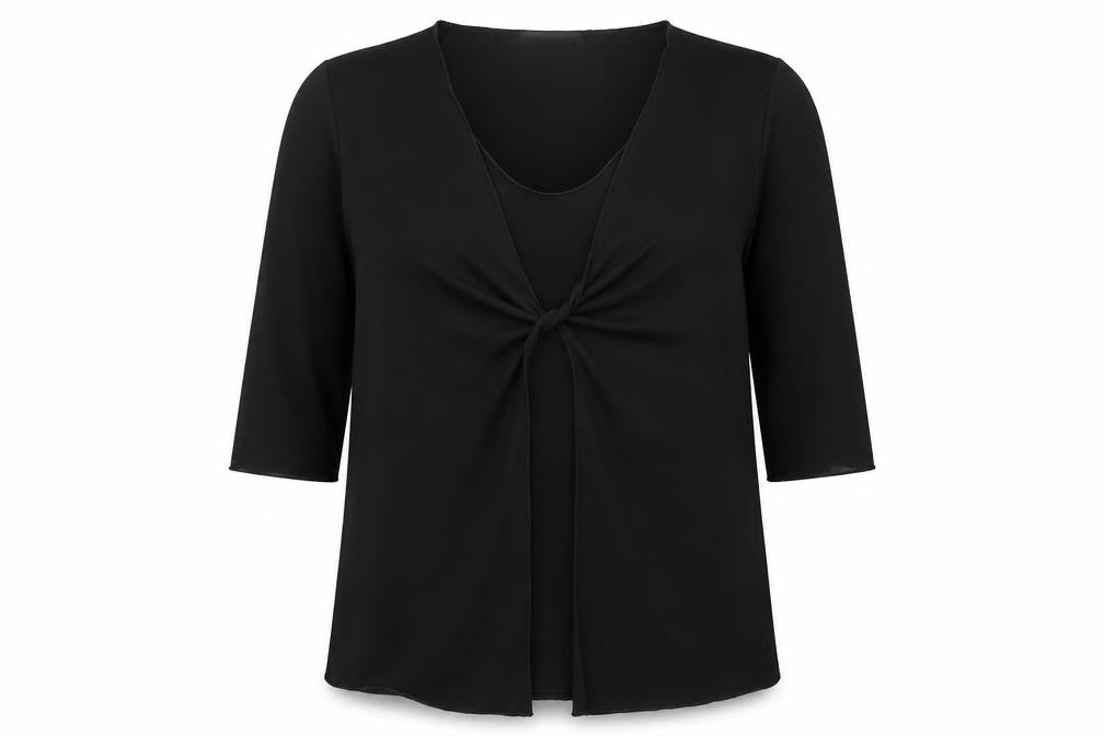 Berkertex Womens Black Polyester Basic Blouse Size 16 Scoop Neck