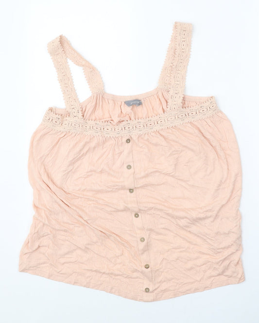 Principles Womens Beige Viscose Basic Tank Size 14 Square Neck