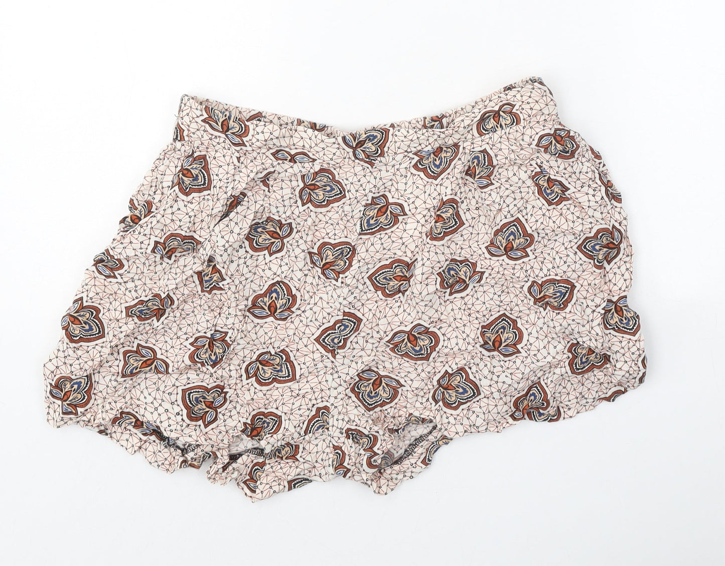 H&M Womens Multicoloured Geometric Viscose Hot Pants Shorts Size 10 Regular Pull On