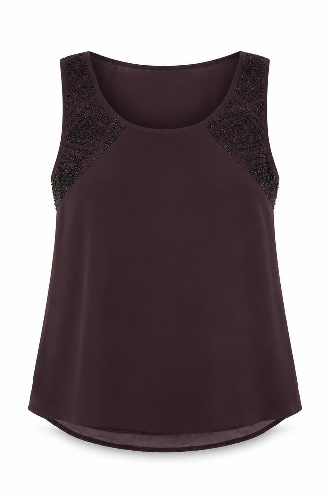 Topshop Womens Purple Polyester Basic Blouse Size 10 Round Neck