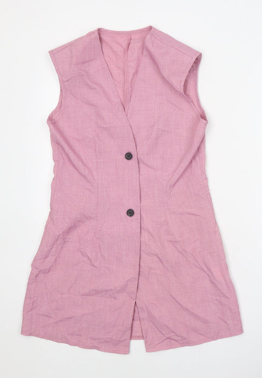 Gomorn Womens Pink Polyester Jacket Dress Size S V-Neck Button