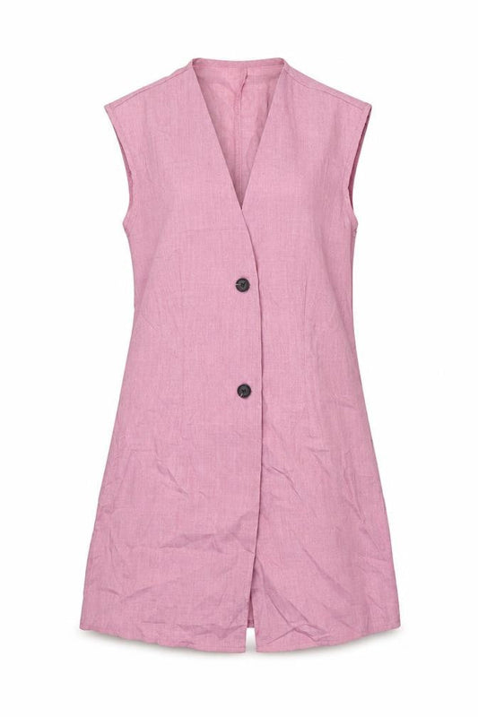 Gomorn Womens Pink Polyester Jacket Dress Size S V-Neck Button
