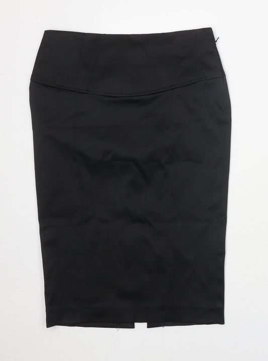 River Island Womens Black Polyester Straight & Pencil Skirt Size 8 Hook & Eye