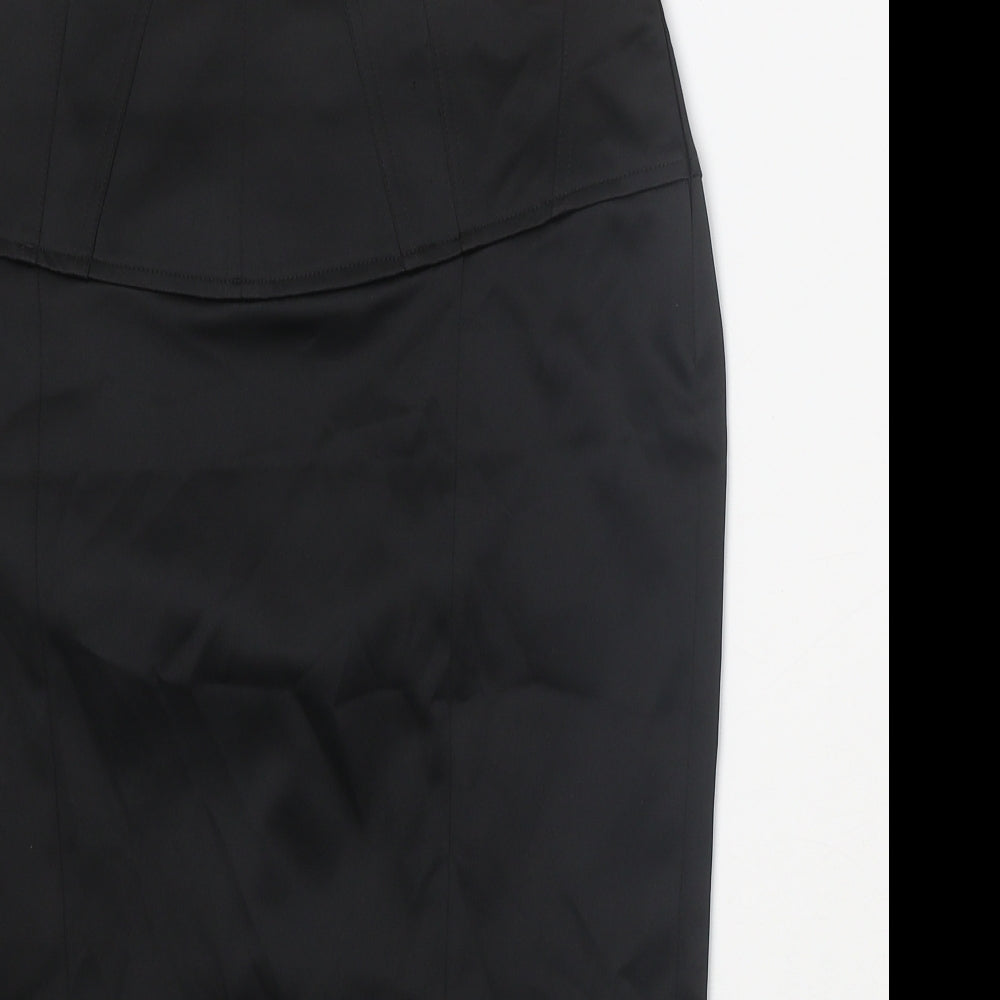 River Island Womens Black Polyester Straight & Pencil Skirt Size 8 Hook & Eye