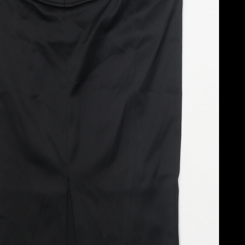 River Island Womens Black Polyester Straight & Pencil Skirt Size 8 Hook & Eye