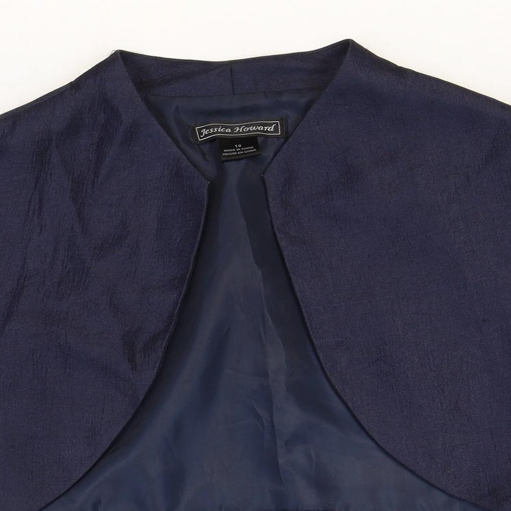 Jessica Howard Womens Blue Rubber Jacket Blazer Size 10