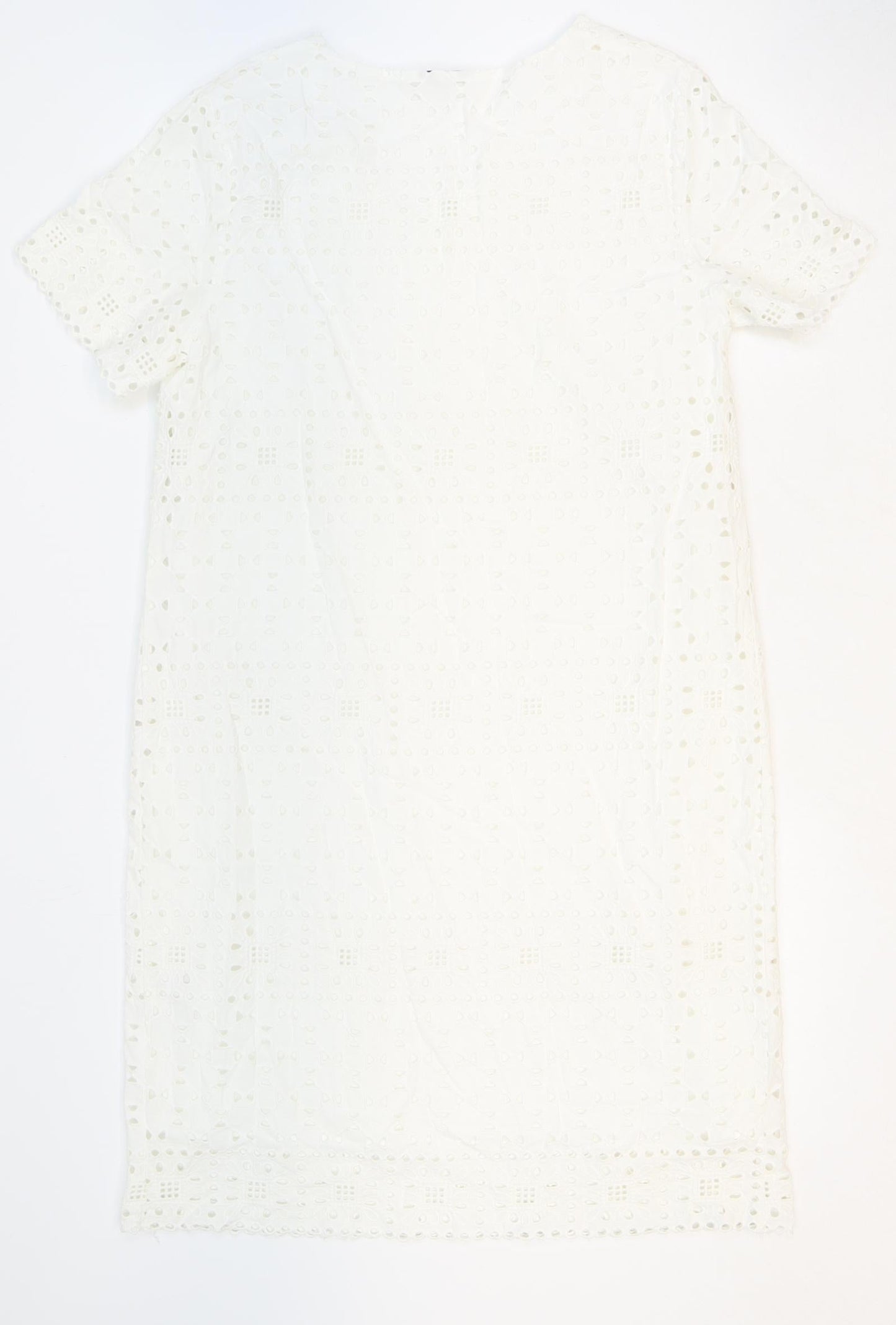 M&Co Womens White Floral 100% Cotton Sheath Size 12 V-Neck Pullover