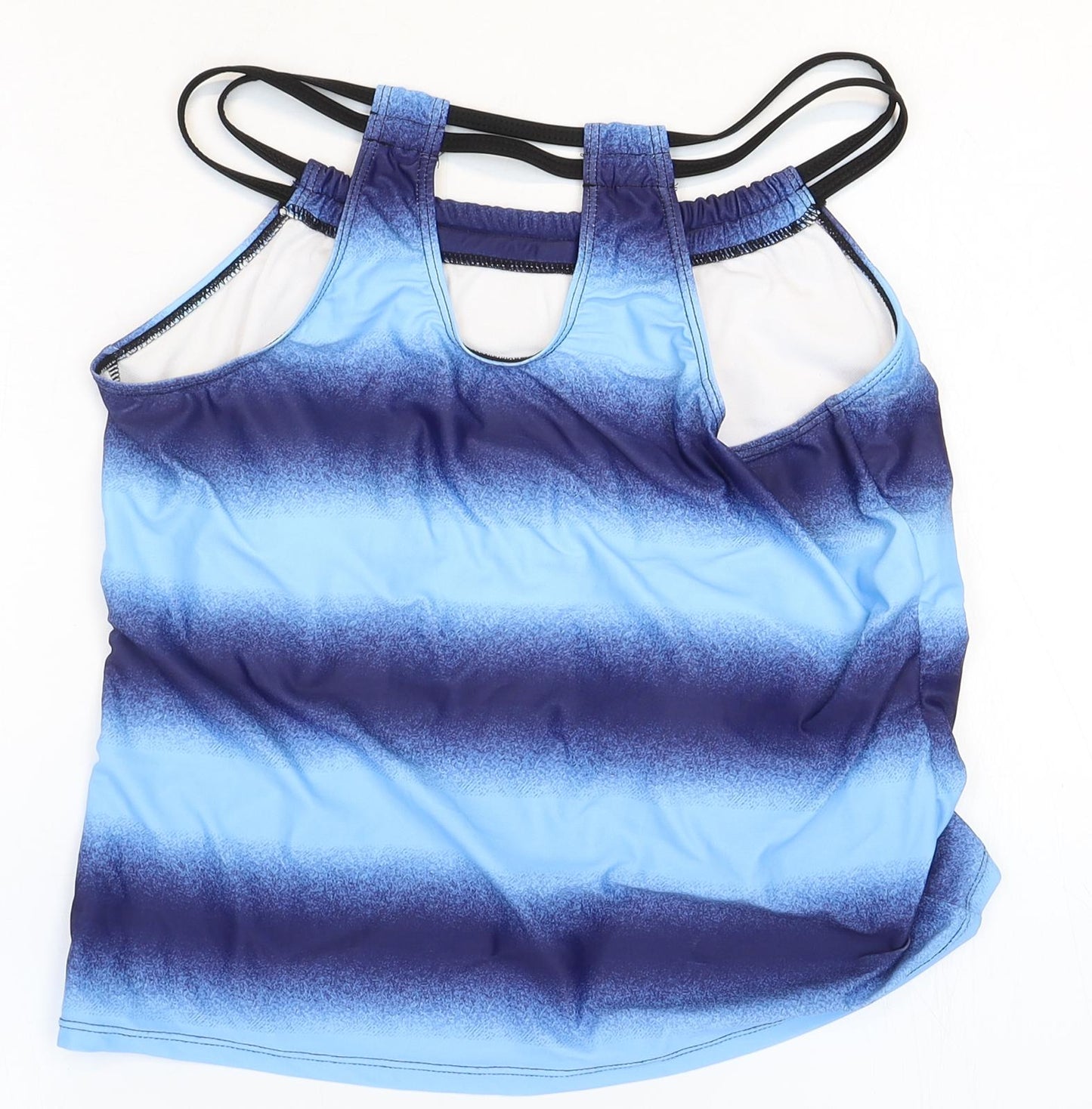 Preworn Womens Blue Geometric Polyester Basic Tank Size L Round Neck