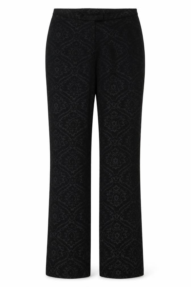 Oasis Womens Black Geometric Polyester Trousers Size 10 Regular Zip