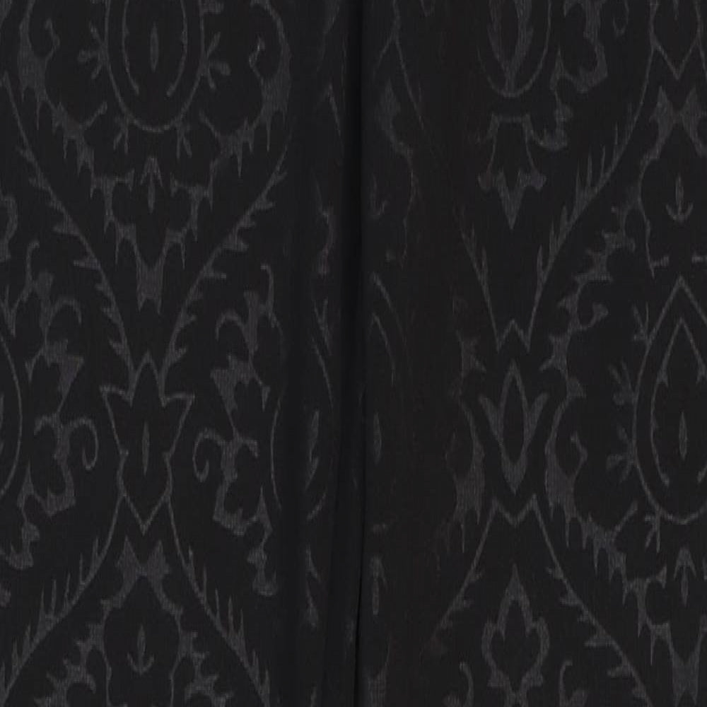 Oasis Womens Black Geometric Polyester Trousers Size 10 Regular Zip