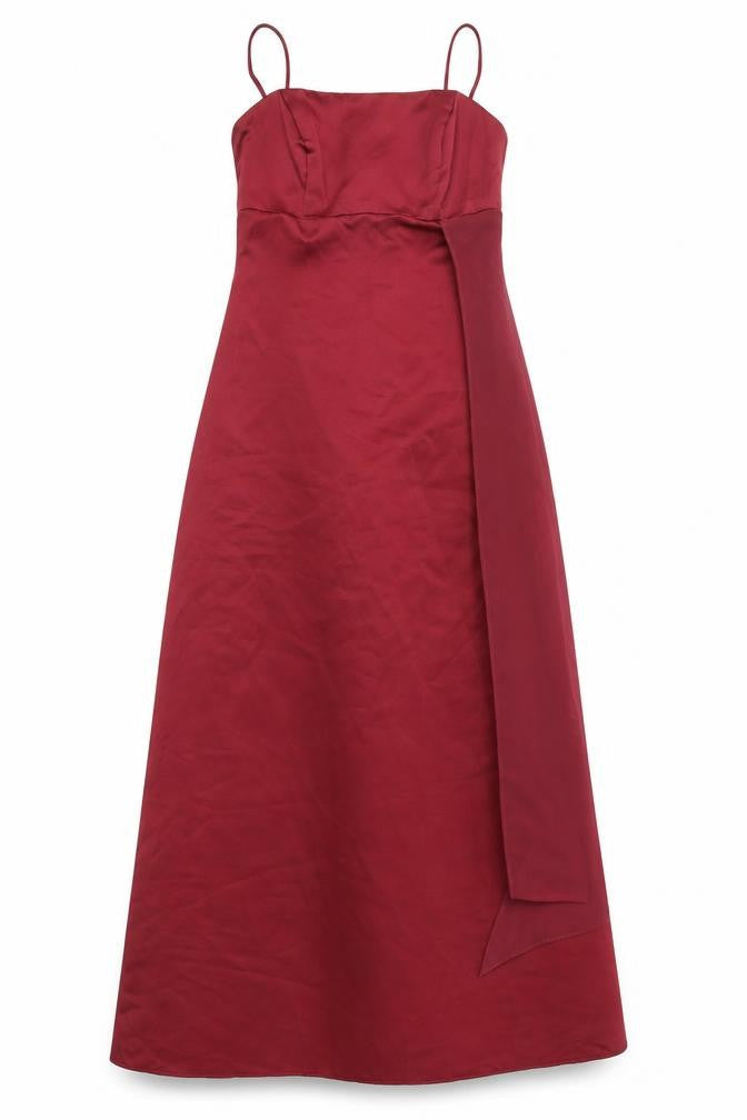 Alfred Angelo Womens Red Polyester Fit & Flare Size 12 Off the Shoulder Hook & Eye