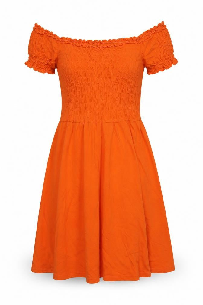 ASOS Womens Orange Viscose A-Line Size 6 Off the Shoulder Pullover