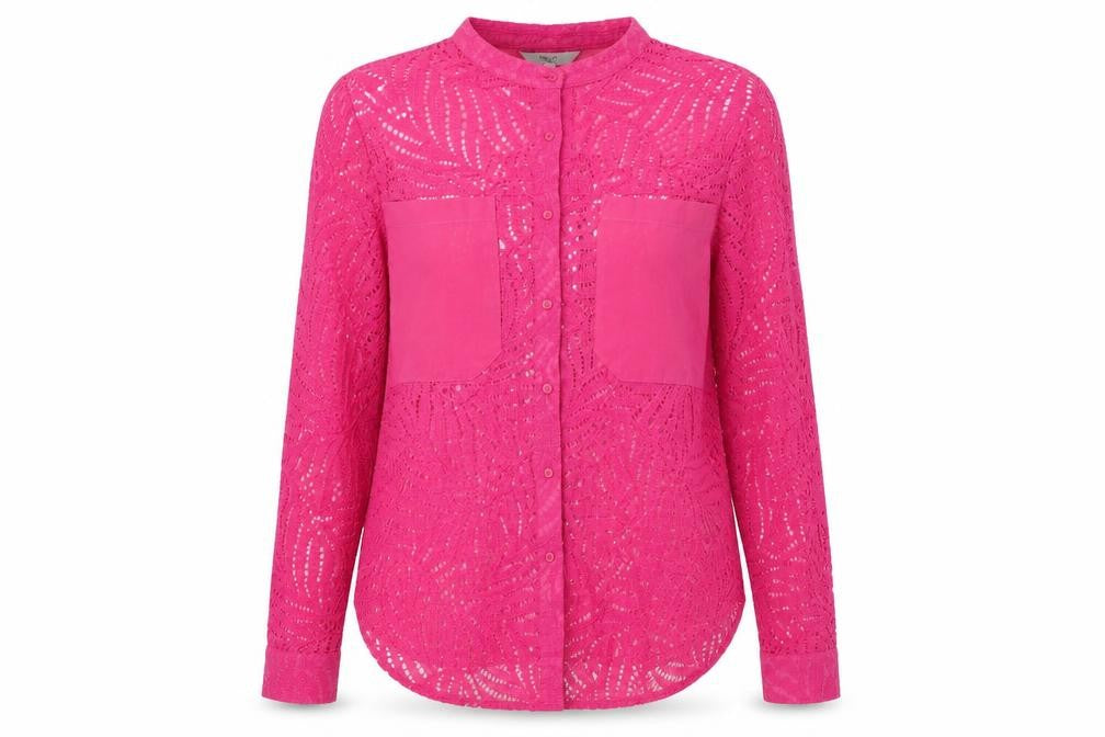 NEXT Womens Pink Polyester Basic Button-Up Size 8 Round Neck
