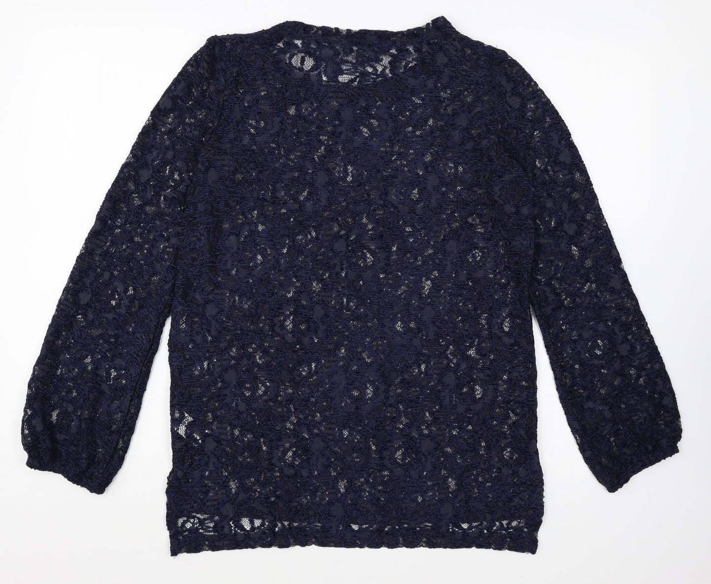 NEXT Womens Blue Geometric Polyester Basic Blouse Size 10 Round Neck