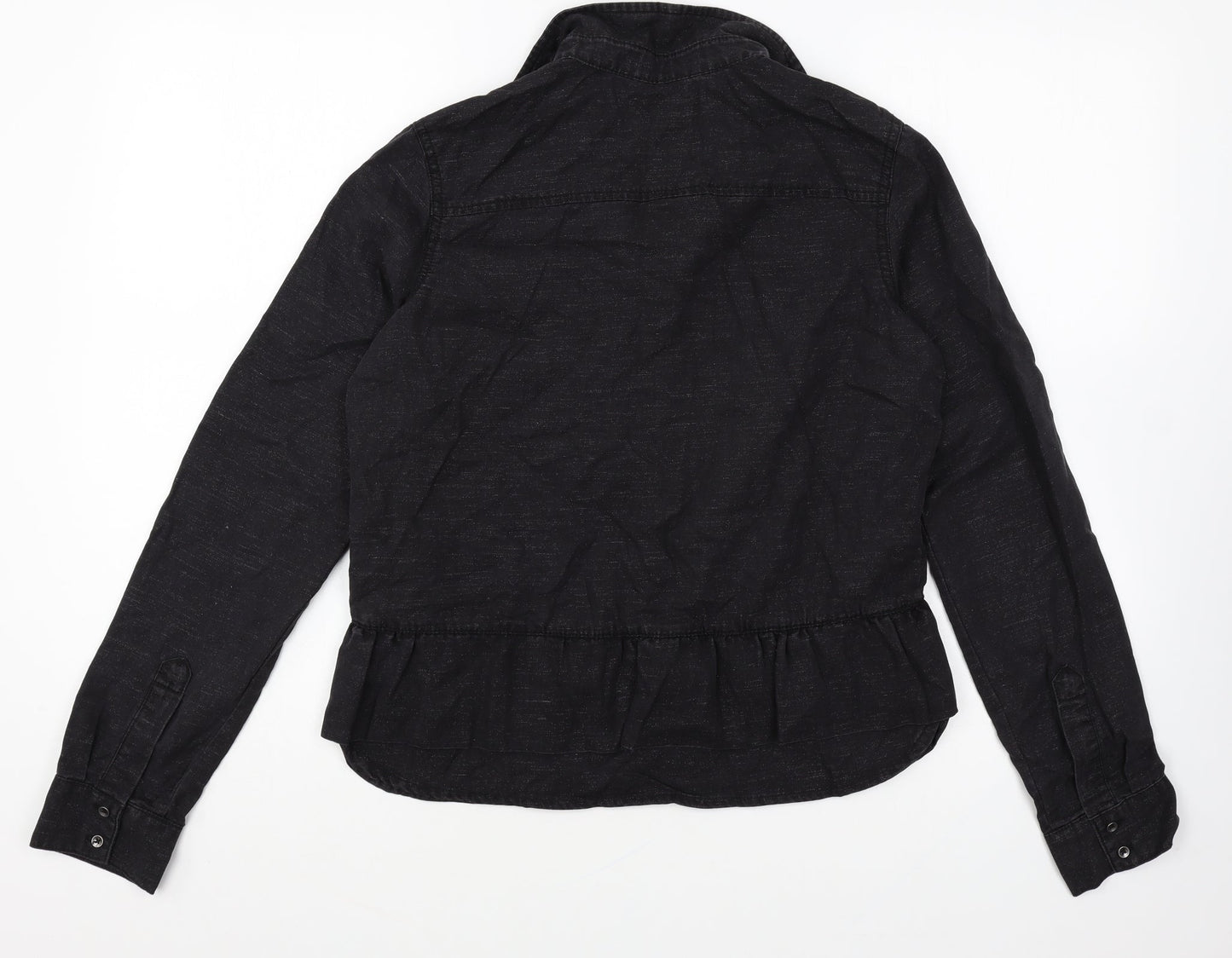NEXT Womens Black Polyester Basic Button-Up Size 8 Collared