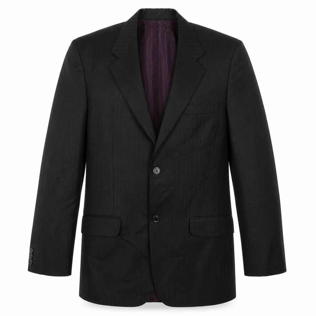Magnus Mens Black Striped Polyester Jacket Blazer Size 40