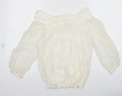 Phase Eight Womens White Viscose Basic Blouse Size S Off the Shoulder