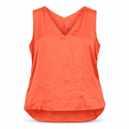Zara Womens Orange Polyester Basic Tank Size S V-Neck