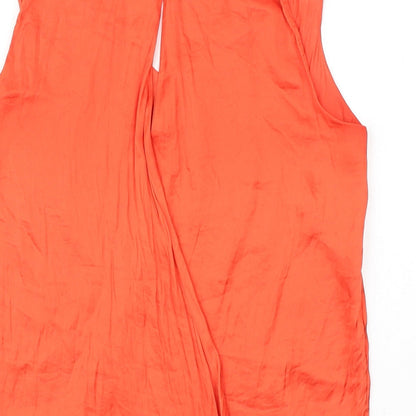 Zara Womens Orange Polyester Basic Tank Size S V-Neck