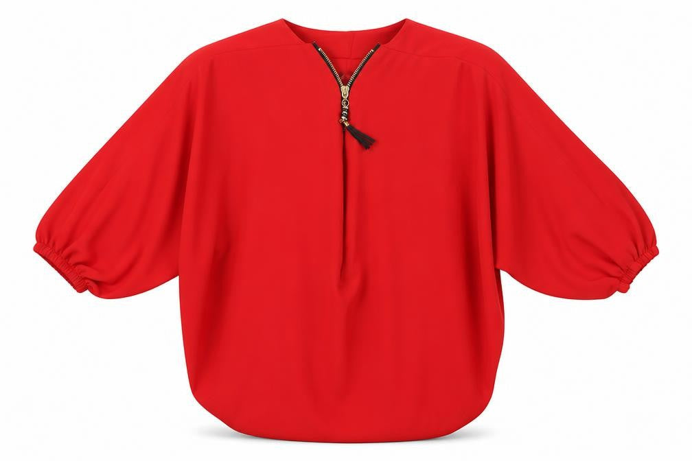 Mela London Womens Red Polyester Basic Blouse Size M V-Neck