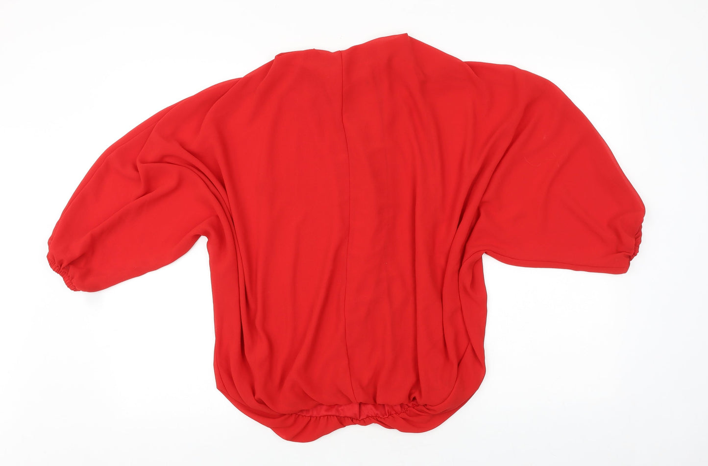 Mela London Womens Red Polyester Basic Blouse Size M V-Neck