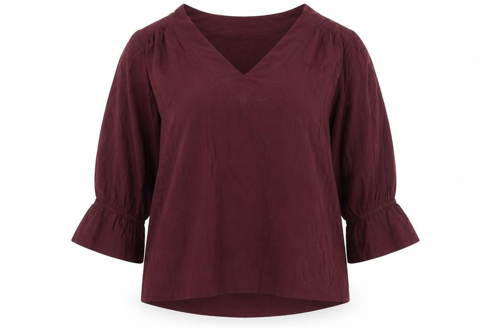 Repeat Womens Purple Polyester Basic Blouse Size 10 V-Neck