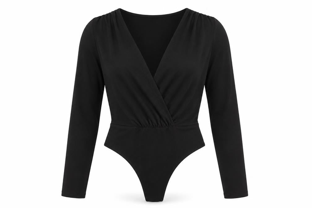 PRETTYLITTLETHING Womens Black Viscose Bodysuit One-Piece Size 12 Pullover