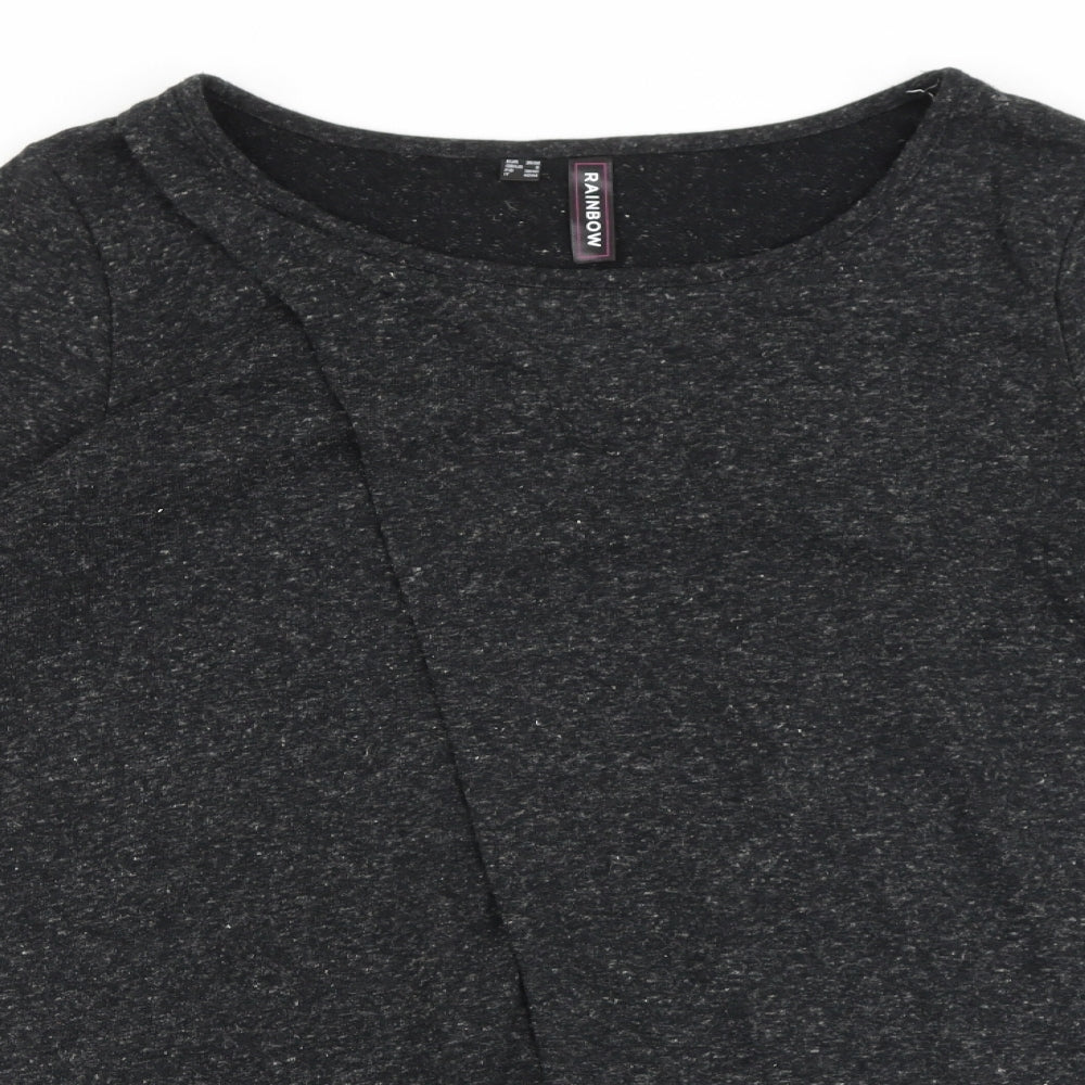 Rainbow Womens Grey Cotton Shift Size S Scoop Neck Pullover