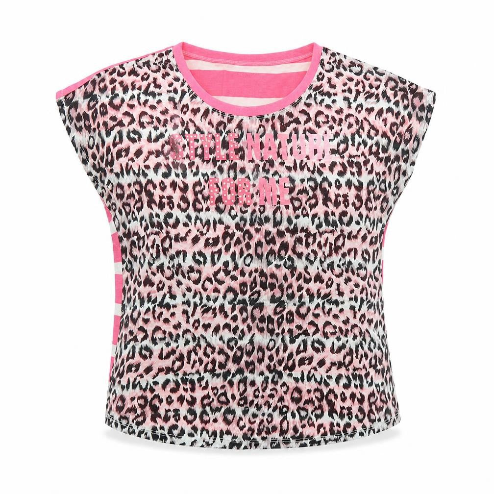 Preworn Womens Brown Animal Print Polyester Basic T-Shirt Size 36 Round Neck