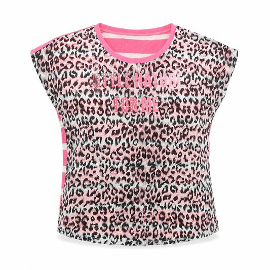 Preworn Womens Brown Animal Print Polyester Basic T-Shirt Size 36 Round Neck