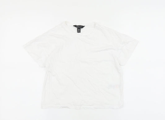 New Look Girls White Cotton Basic T-Shirt Size 9 Years Round Neck Pullover