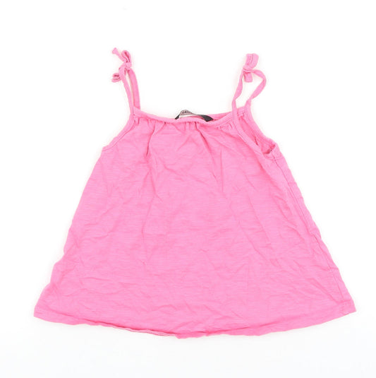 George Girls Pink 100% Cotton Basic Tank Size 3-4 Years Round Neck Pullover
