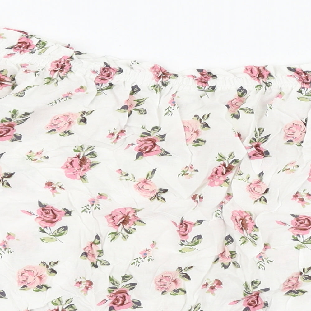 Passport Womens White Floral Viscose Basic Blouse Size M Off the Shoulder - Bardot