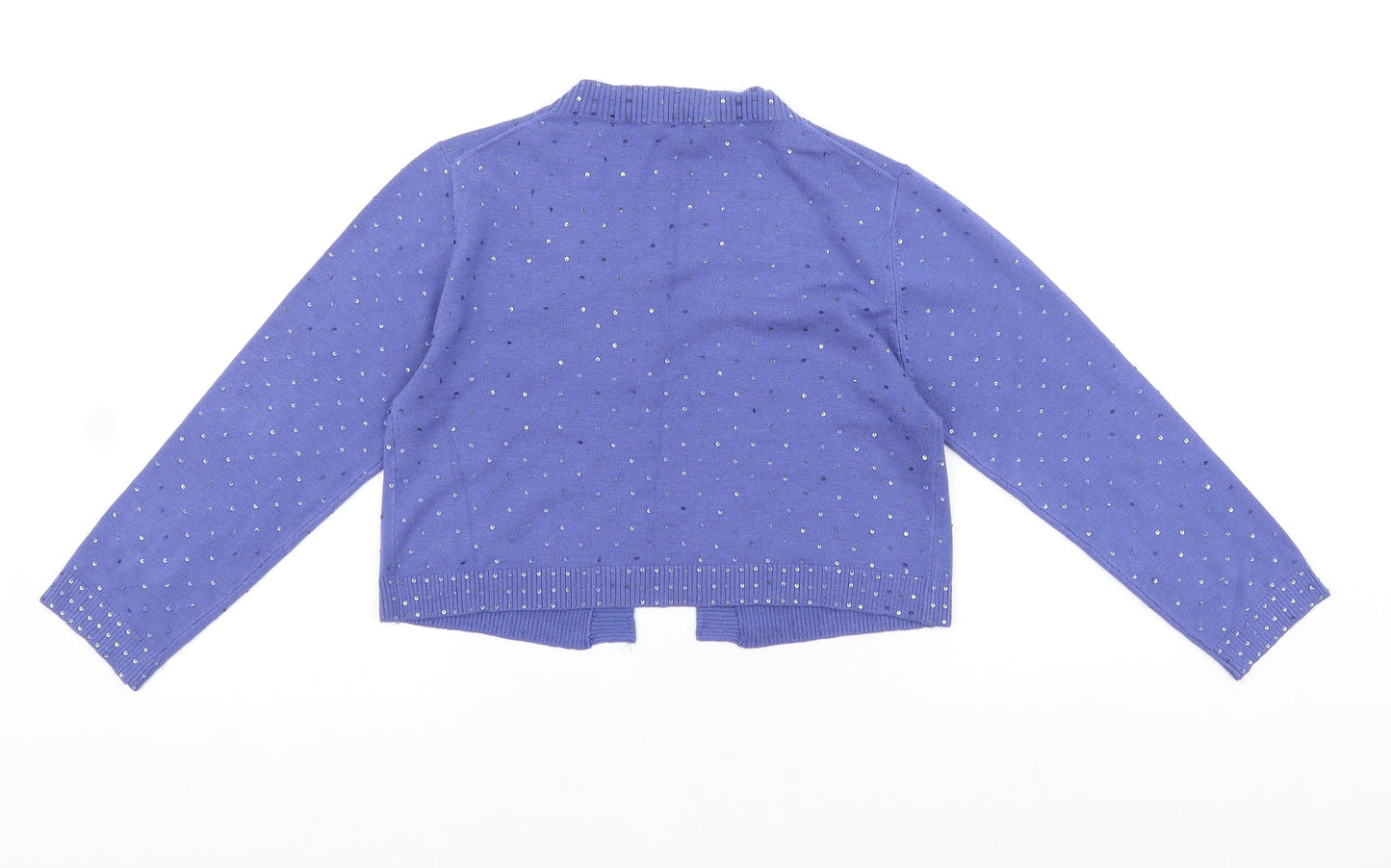 M&Co Womens Purple V-Neck Polyester Shrug Jumper Size S