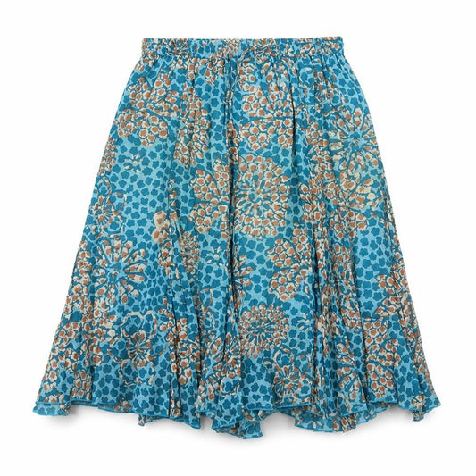 Rave Womens Blue Geometric Cotton Peasant Skirt Size 32 in