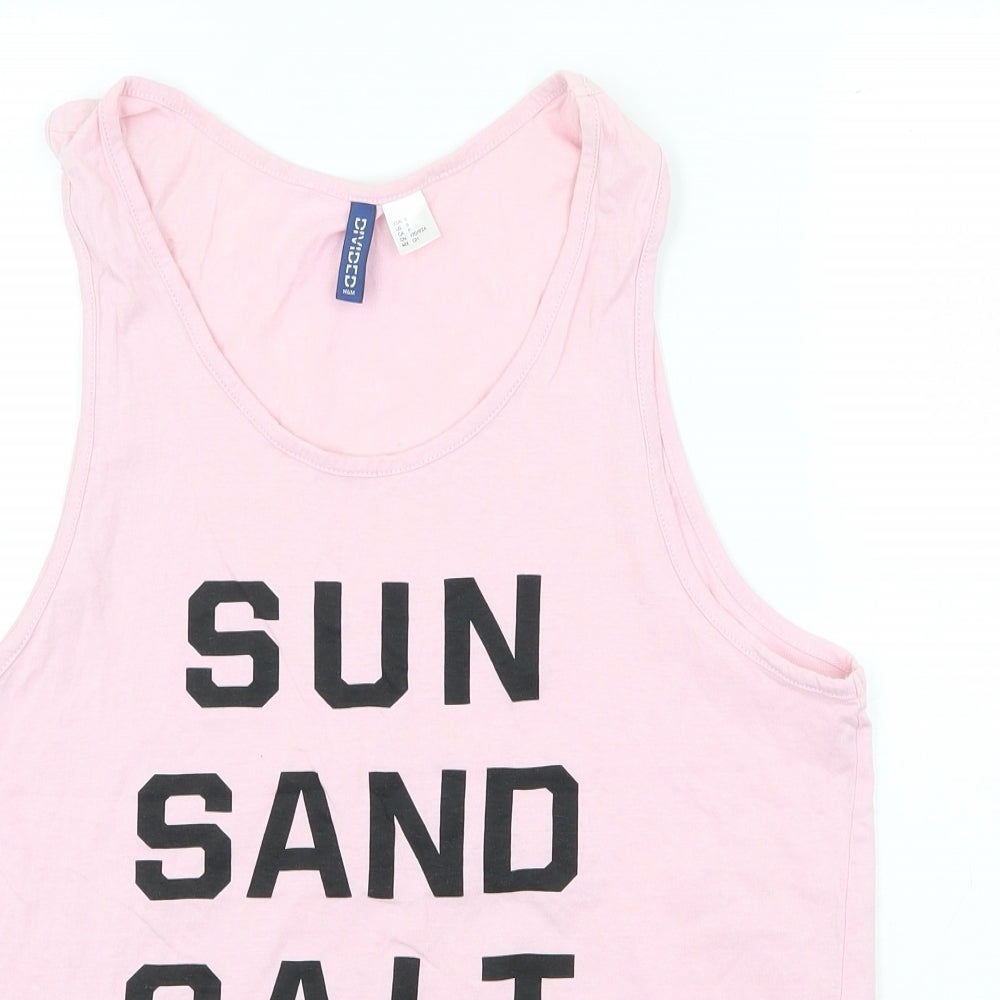 H&M Womens Pink Cotton Basic Tank Size S Round Neck