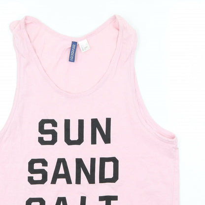 H&M Womens Pink Cotton Basic Tank Size S Round Neck