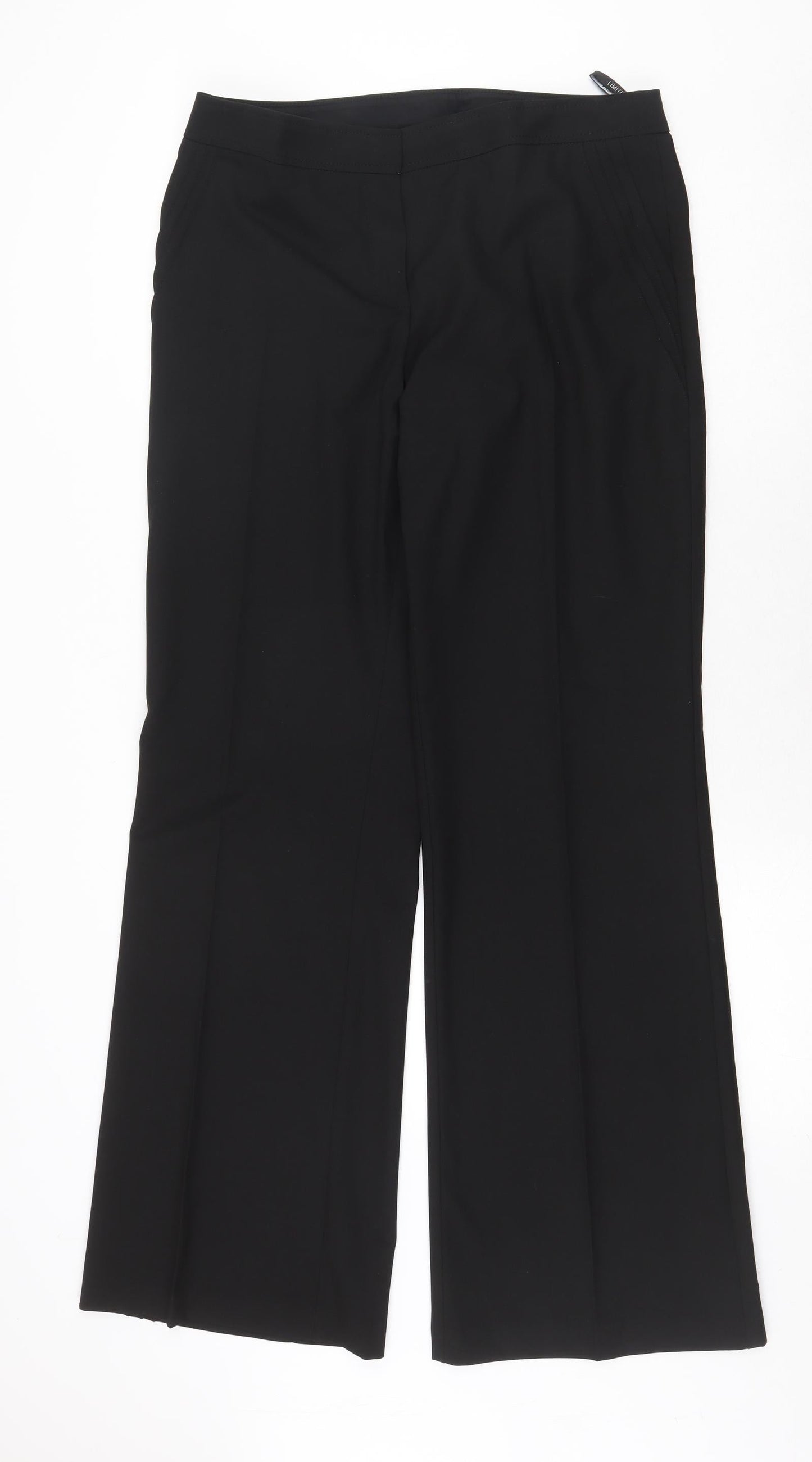 Marks and Spencer Womens Black Polyester Trousers Size 14 Regular Zip