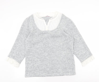 Per Una Womens Grey V-Neck Acrylic Pullover Jumper Size L