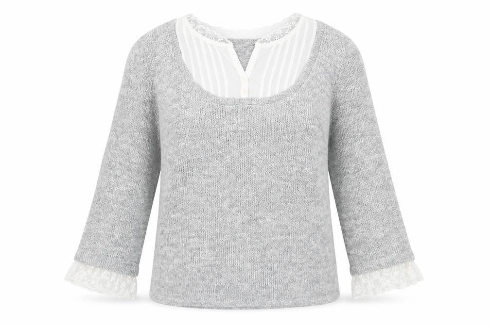 Per Una Womens Grey V-Neck Acrylic Pullover Jumper Size L