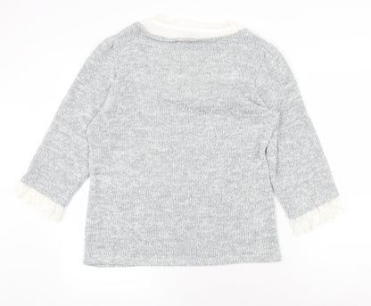 Per Una Womens Grey V-Neck Acrylic Pullover Jumper Size L